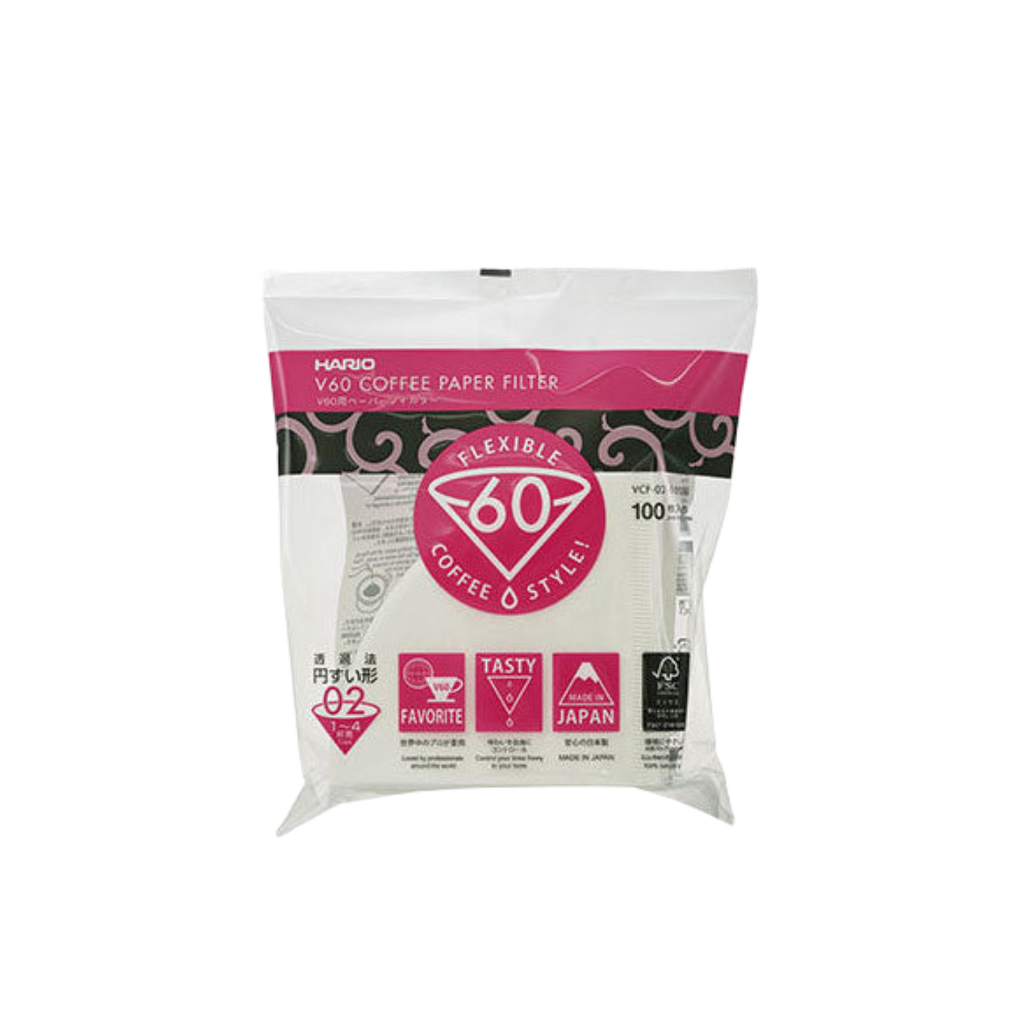 V60 White Paper Filters, Size 02 (100 ct)