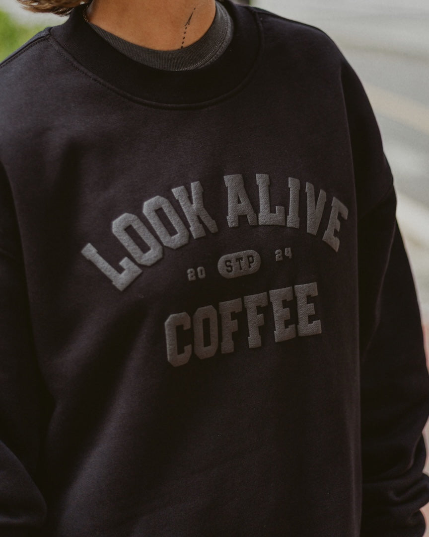 Look Alive Coffee Collegiate Sweatshirt Detail